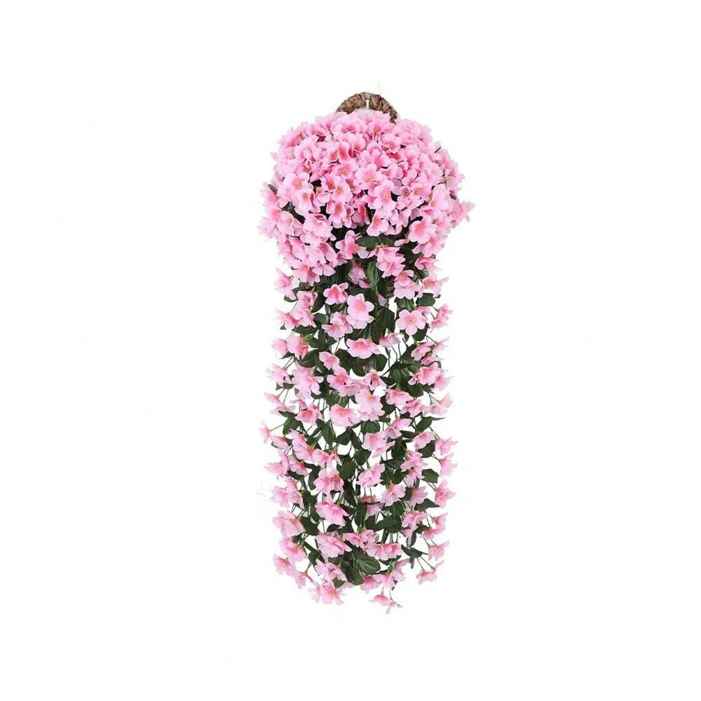 Artificial Silk Violet Hanging Plant – Faux Floral Decor for Home Garden