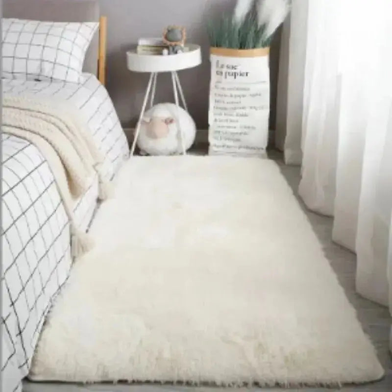 Silk Wool Shaggy Area Rug – Non-Slip Soft Plush Mat for Bedroom Decor