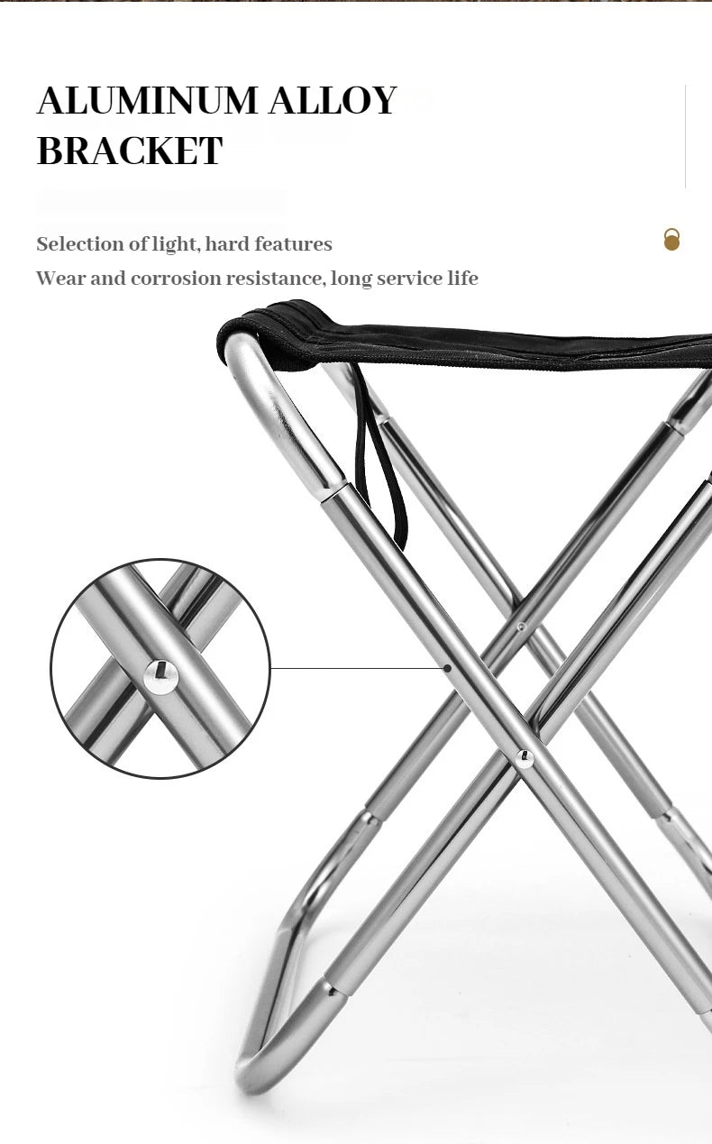 Portable Folding Camping Chair – Aluminum Alloy Seat for Outdoor Fishing