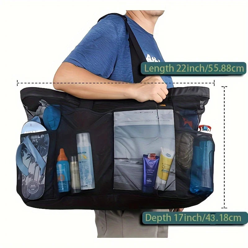 Extra Large Waterproof Beach Bag – Foldable Mesh Tote for Travel and Swimming