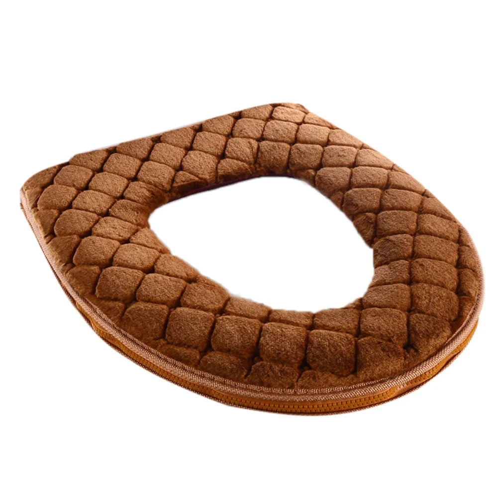 Plush Toilet Seat Cover – Soft Warm O-Shaped Cushion for Winter Bathroom