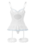 Pink Lace Bodysuit – Bow Knot Perspective Lingerie for Sexy Cosplay