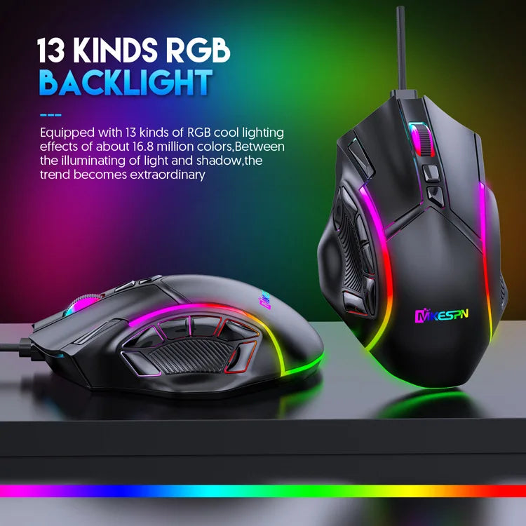 RGB Gaming Mouse – 12800 DPI Programmable 12-Button Ergonomic Controller for PC