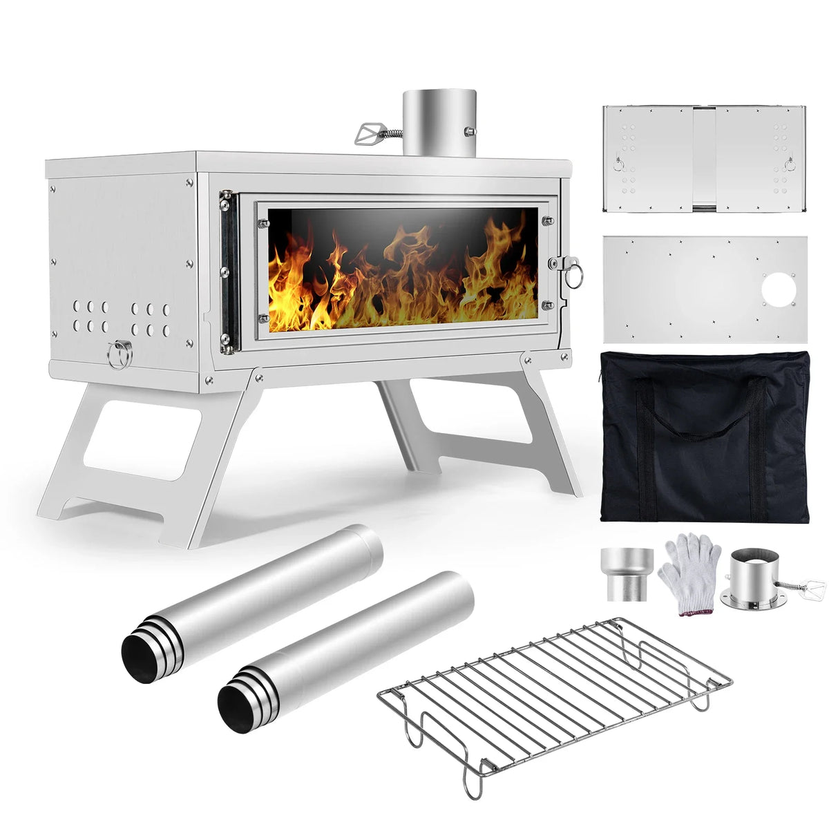 Portable Wood Burning Camping Stove – Foldable Secondary Combustion Chimney