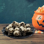 Miniature Skull Head Sculptures – Gothic Resin Decor for Halloween Gardens