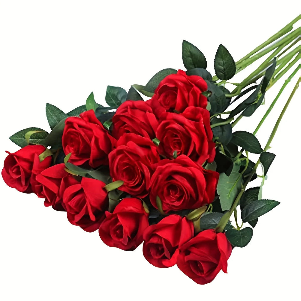 Realistic Artificial Rose Bouquet – Silk Floral Arrangements for Home Decor