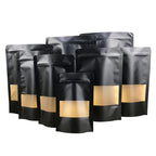 Kraft Paper Stand Up Pouches – Resealable Window Bags for Food Storage