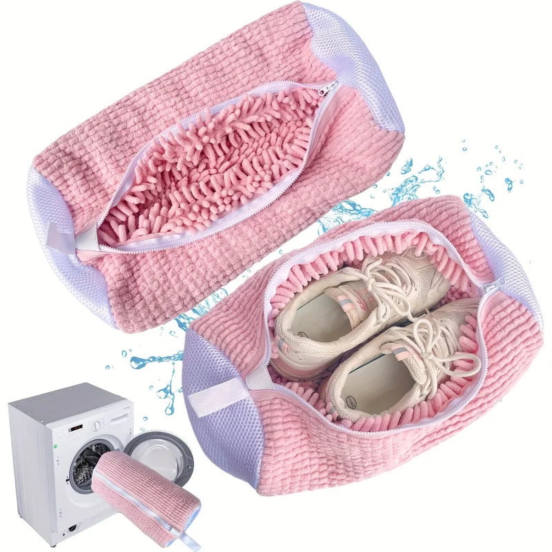 Mesh Shoe Laundry Bag – Built-in 360 Degree Soft Brush for Machine Washing