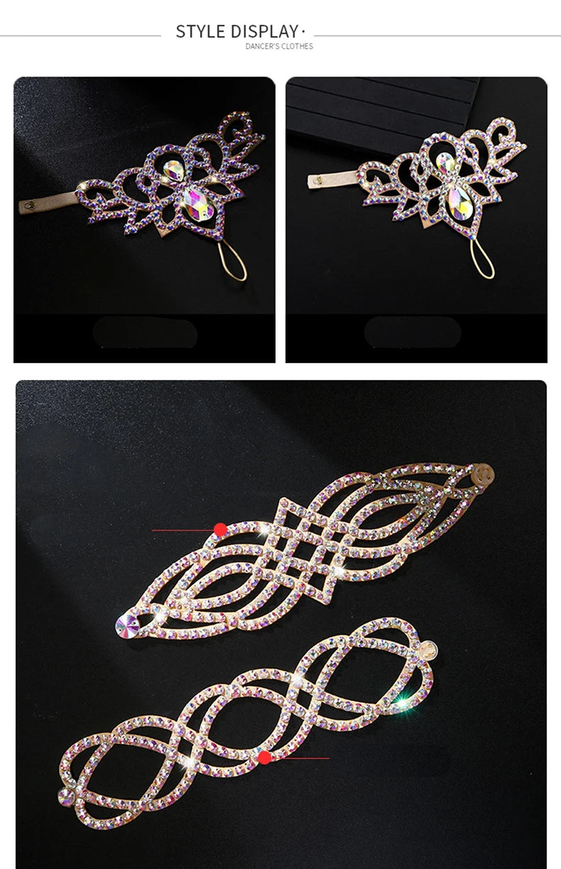 Rhinestone crystal hair accessories and decorative bands with intricate geometric designs