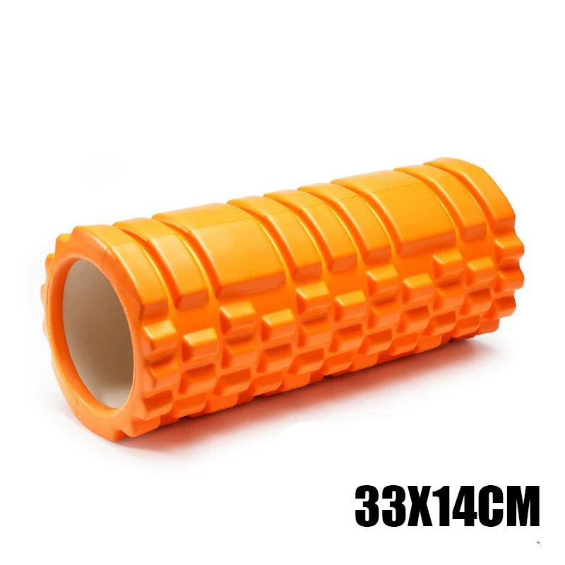 33cm Foam Yoga Massage Roller – Textured Grid Muscle Recovery for Gym Training