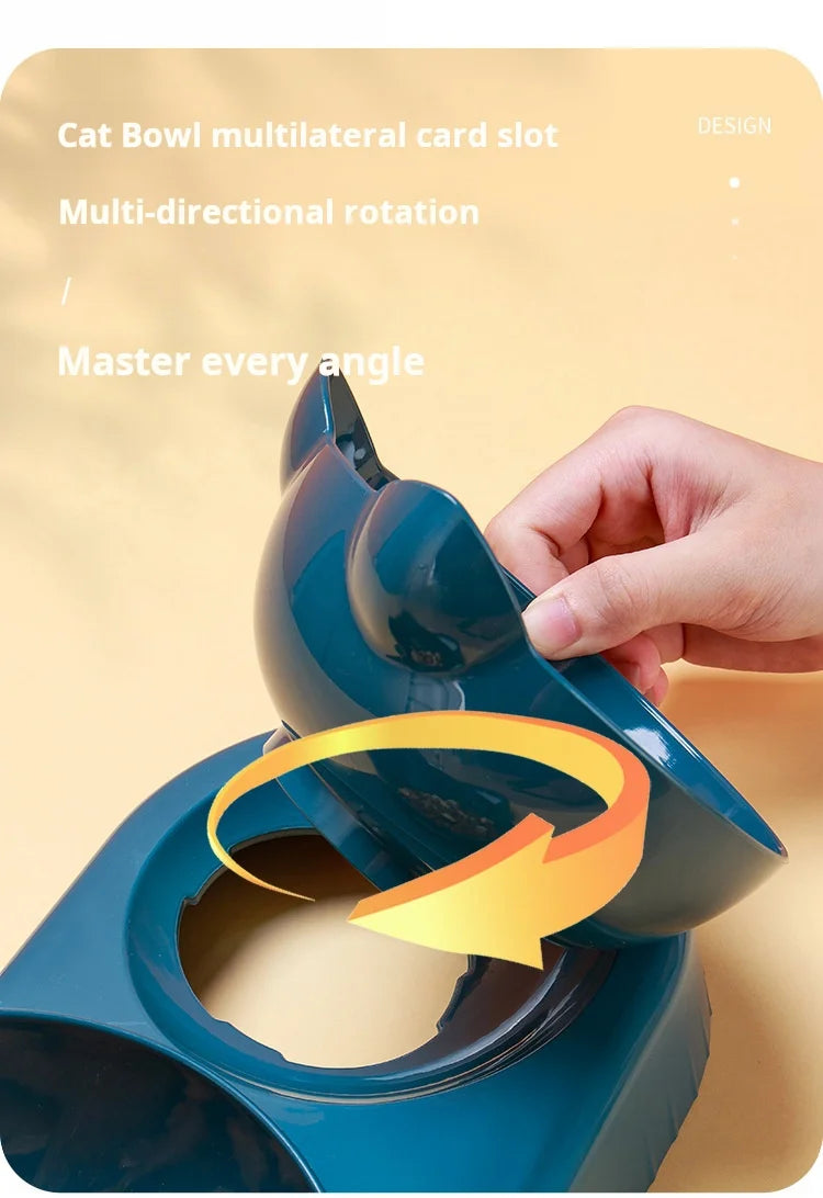 Tilted Cat Bowl Set – Gravity Water Feeder for Neck Protection