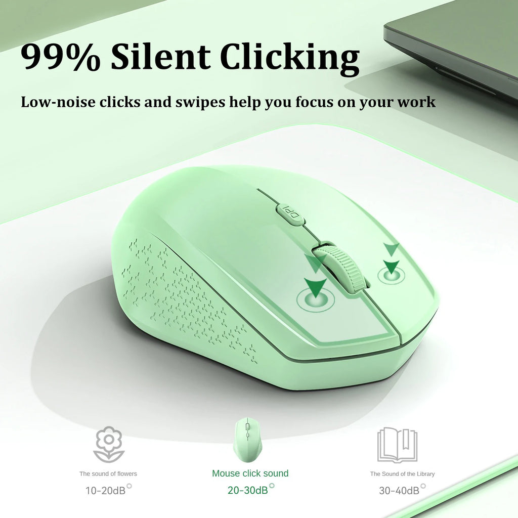 Wireless Dual-Mode Mouse – Silent Rechargeable Accessory for Laptop PC