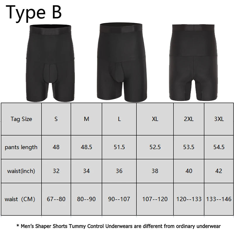 Compression Waist Trainer Shorts – Slimming Body Shaper for Men