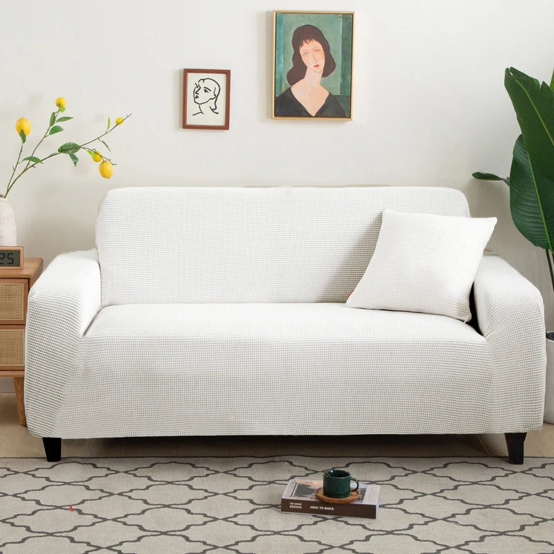 Jacquard Stretch Sofa Cover – Elastic Slipcover for L Shape and Standard Couches