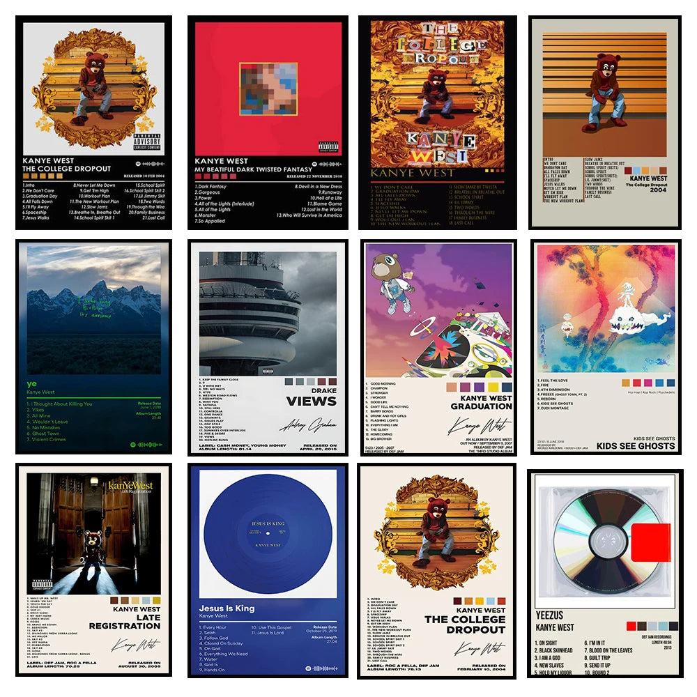 Kanye West Canvas Poster – HD Music Album Art for Home Wall Decor