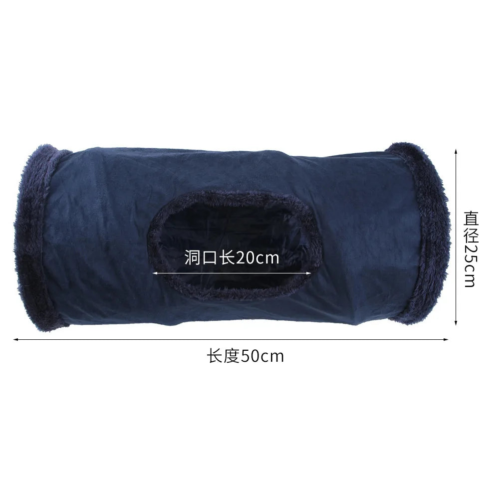 Foldable Suede Cat Tunnel – Porous Interactive Tube for Pet Entertainment