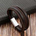 Tiger Eye Leather Bracelet – Multi-Layer Beaded Jewelry for Men