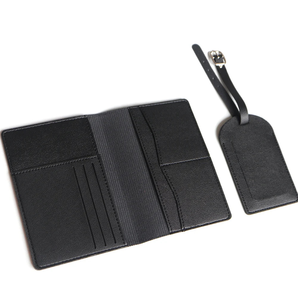 Custom Name Passport Cover Set – Personalized Leather Luggage Tag for Travel