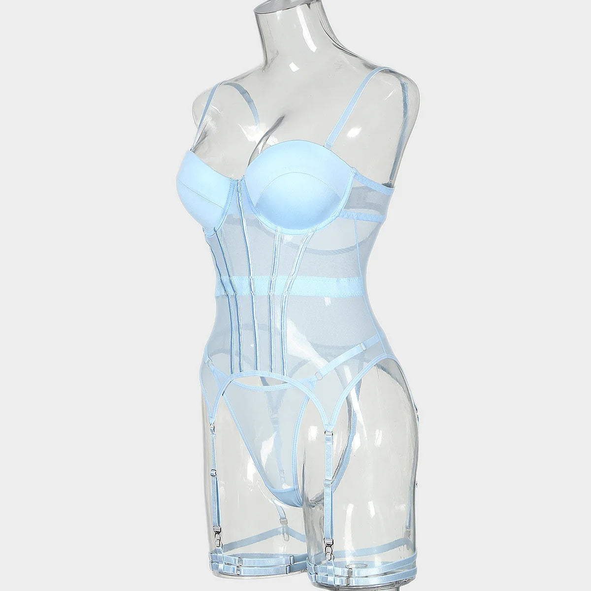 Mesh Lingerie Bodysuit Set – Backless Lace 3 Piece Lingerie for Women