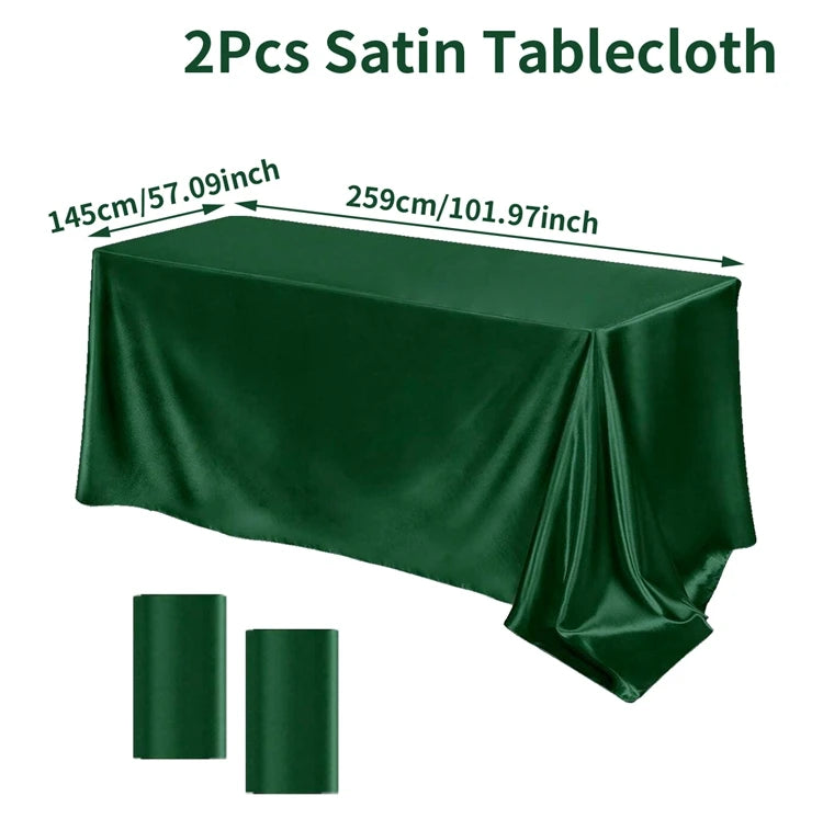 Satin Rectangle Tablecloth – Smooth Solid Color Cover for Wedding Parties