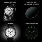 Cadisen Quartz Chronograph Watch – Sapphire Crystal for Men Business Formal