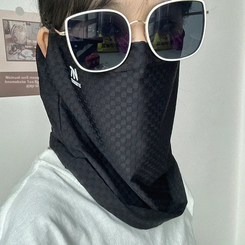 Ice Silk Sun Protection Scarf – Breathable Face Veil for Cycling and Travel