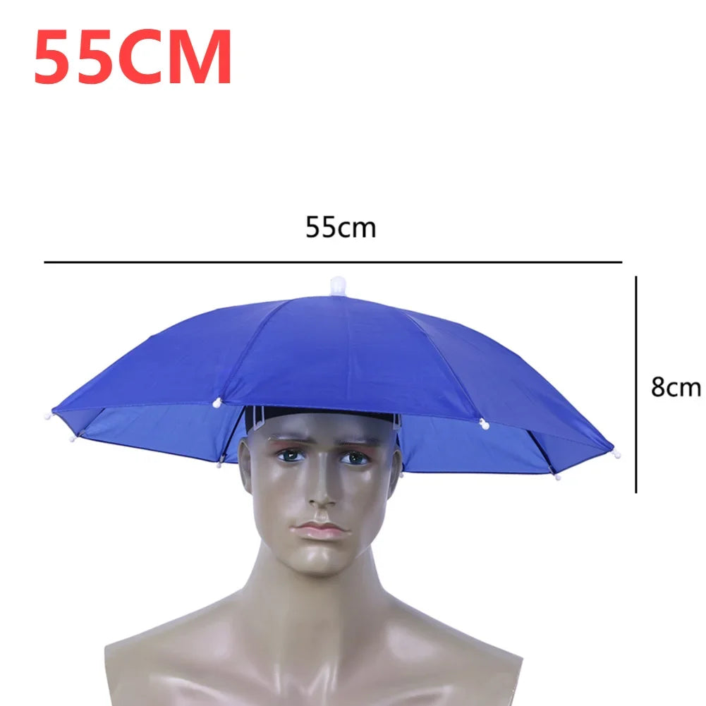 Hands-Free Umbrella Hat – Waterproof Sunscreen Headwear for Hiking and Camping