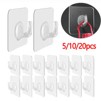Self-Adhesive Wall Hooks – Transparent Heavy Duty Rack for Kitchen and Bathroom