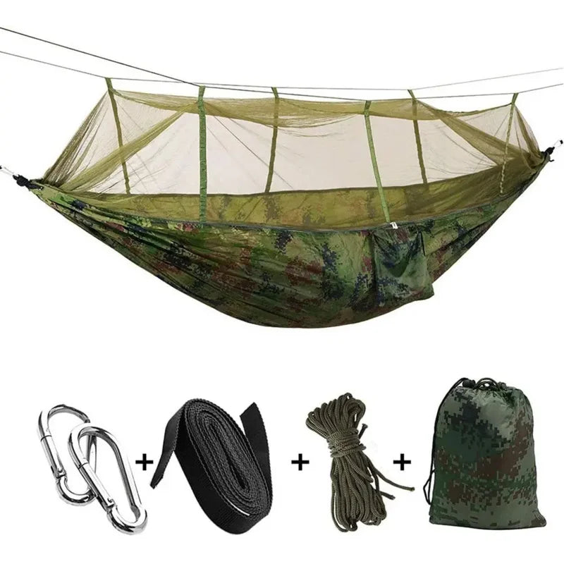 Portable Parachute Camping Hammock – Mosquito Net Bed for Outdoor Sleeping