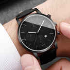 Leather Quartz Calendar Watch – Elegant Fashion Accessory for Men and Women