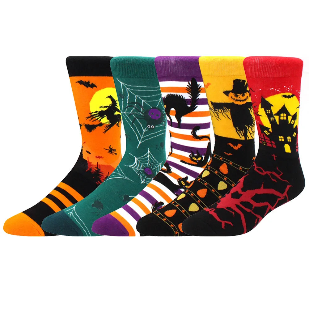 Cotton Novelty Crew Socks – Colorful Animal Print for Casual Halloween Wear