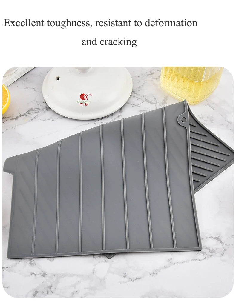 Silicone Dish Drying Mat – Non-Slip Heat Resistant Pad for Kitchen Counters