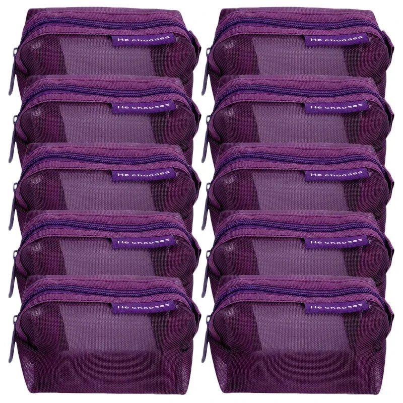 Transparent Mesh Zipper Pouch – Compact Organizer for Travel and Cables