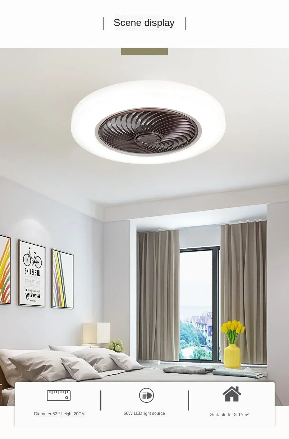Retractable Smart Ceiling Fan – Silent Remote Control for Bedroom Decor