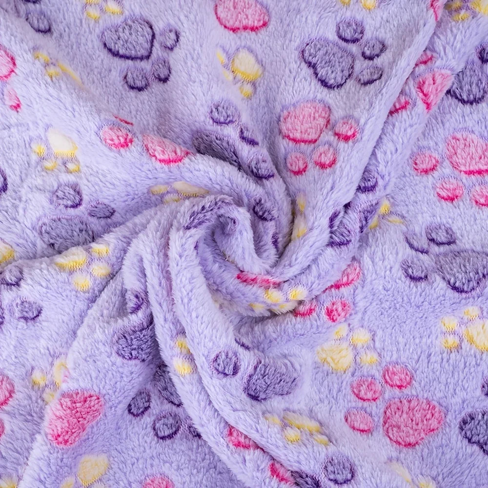 Fleece Pet Blanket – Paw Print Warm Mat for Small to Large Dogs and Cats