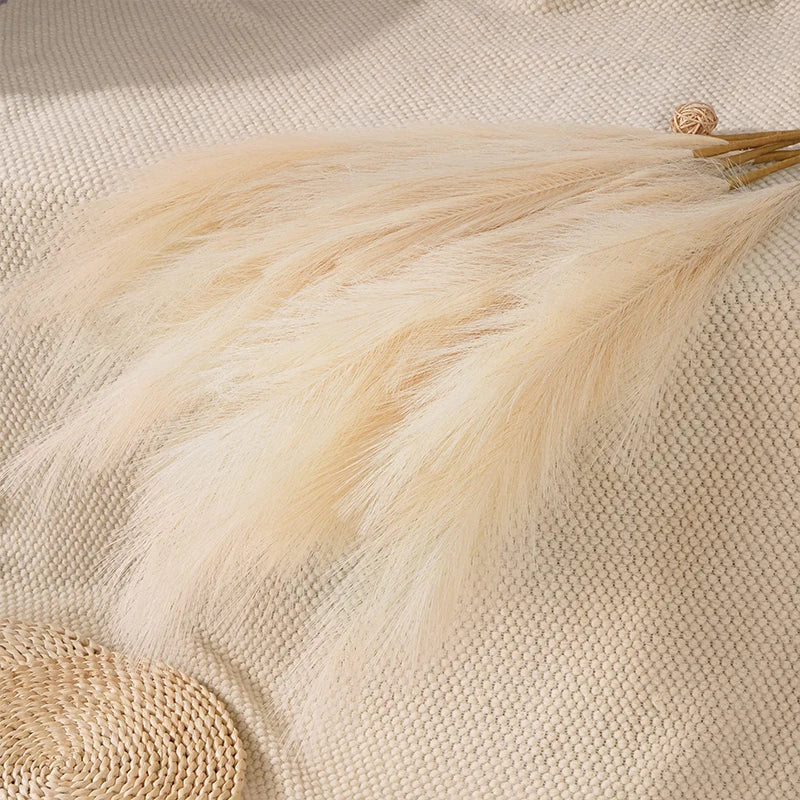 Faux Pampas Grass Decor – 39-inch Fluffy Reed Bouquet for Boho Home Wedding