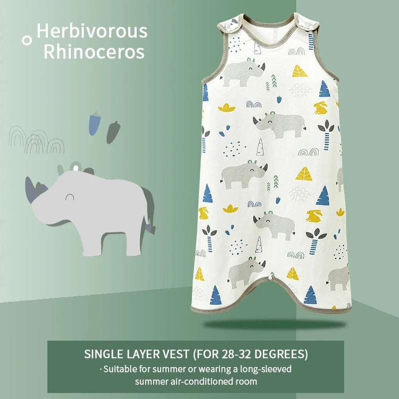 0.5 TOG Baby Sleeping Bag – Cartoon Print Cotton Sleeveless Sleep Sack for Summer