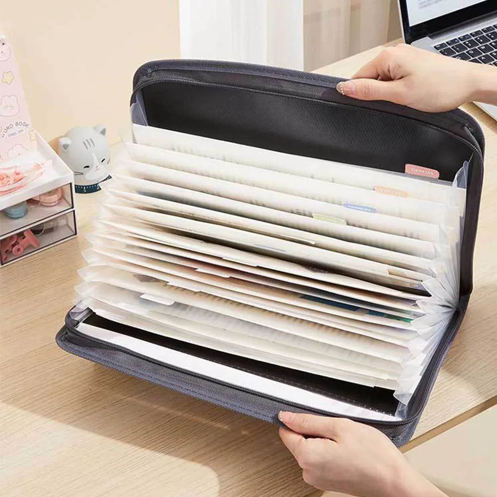 Accordion File Organizer – 13 Pockets with Zipper for School and Office