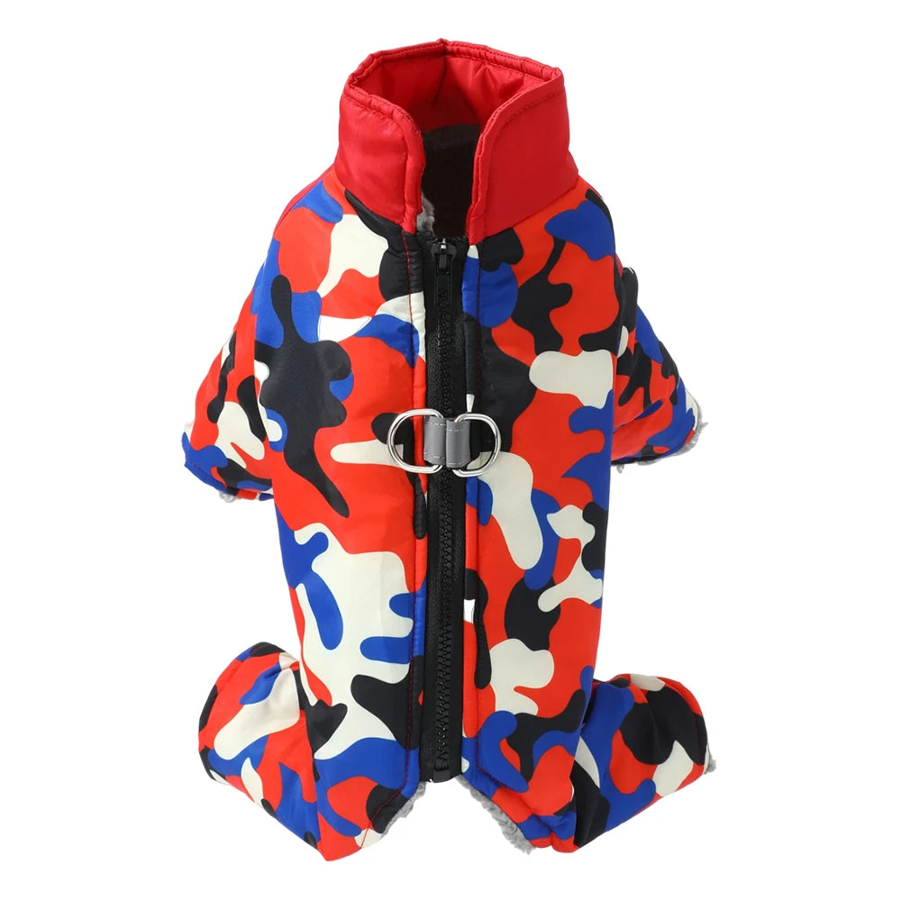 Waterproof Camouflage Dog Jumpsuit – Reflective Winter Coat for Small Medium Dogs