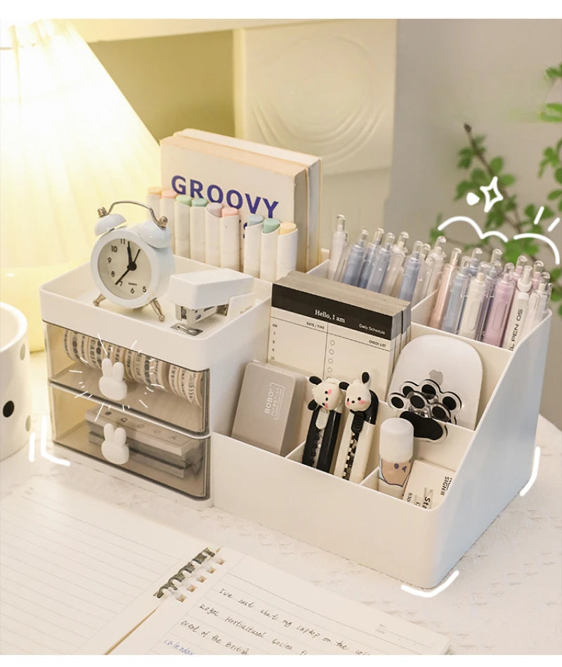 Transparent Desktop Organizer – Multi-Drawer Storage for Office Stationery