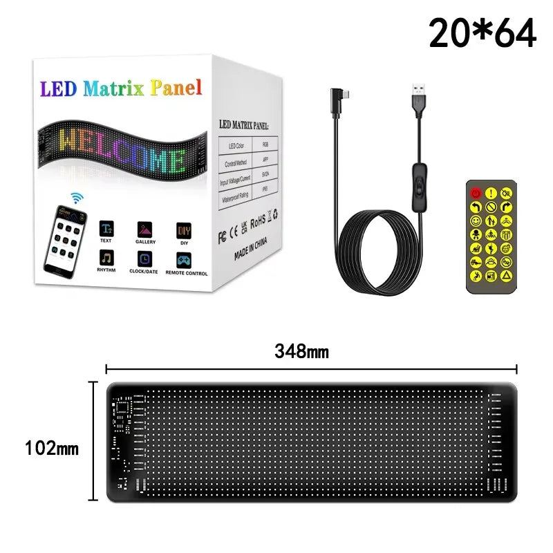 Flexible LED Matrix Panel – RGB Bluetooth App Control for Shop Signage