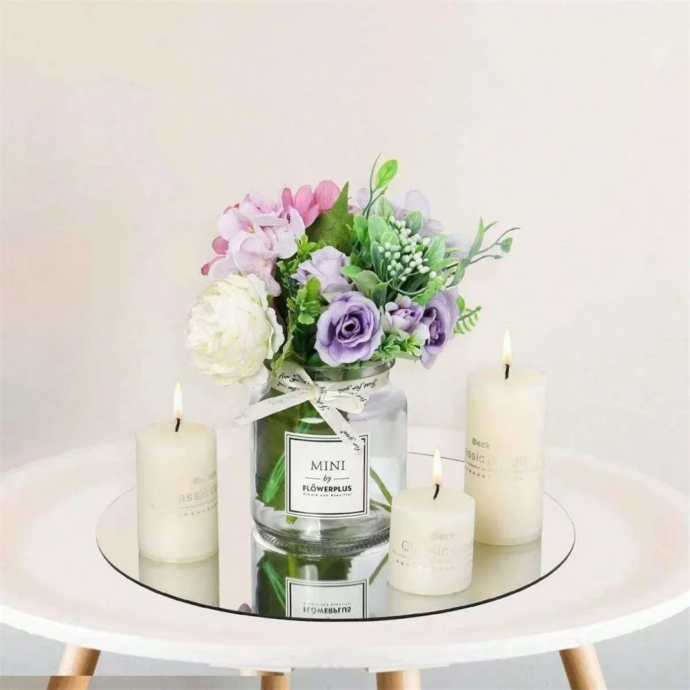 Acrylic Round Mirror Trays – 8 Inch Circle Candle Plates for Wedding Decor