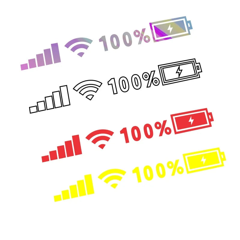 Reflective Wifi Battery Signal Vinyl Decal – Funny Car Decor for Auto Exterior