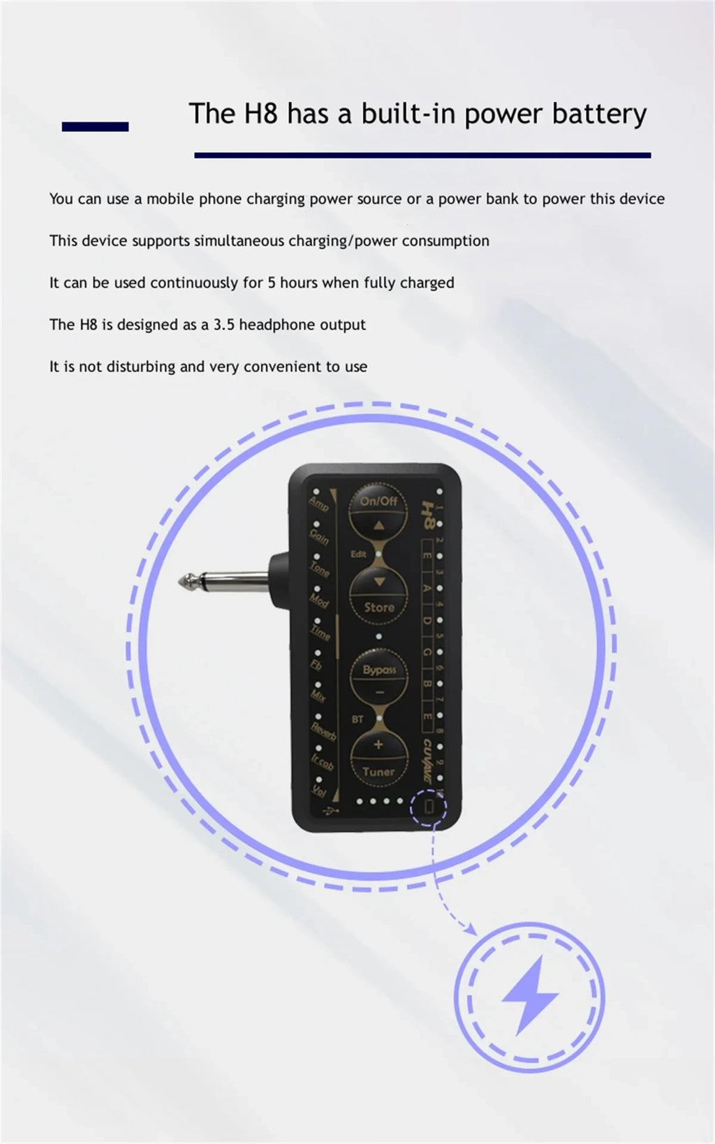 Wireless Guitar Amplifier – Rechargeable Mini FX for Electric Bass Acoustic