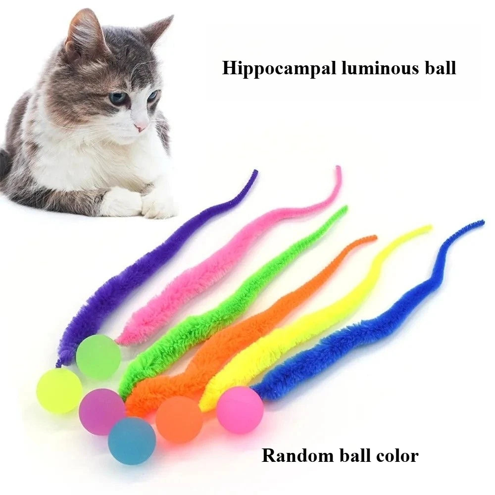 Interactive Cat Worm Toy – Colorful Elastic Teaser for Indoor Pet Play