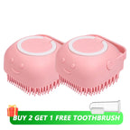 Silicone Pet Bath Brush – Shampoo Dispenser for Dog and Cat Grooming