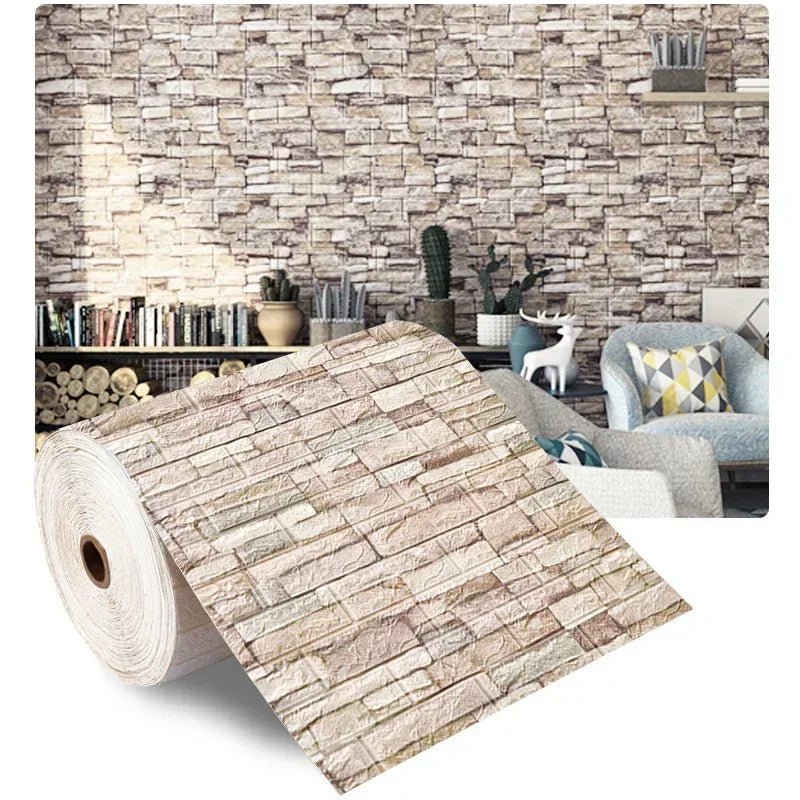 Self-Adhesive 3D Foam Brick Wallpaper – Waterproof Wall Decor for Home Living