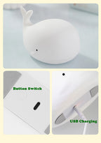 Silicone Whale LED Night Light – Rechargeable RGB Lamp for Kids Bedroom Decor