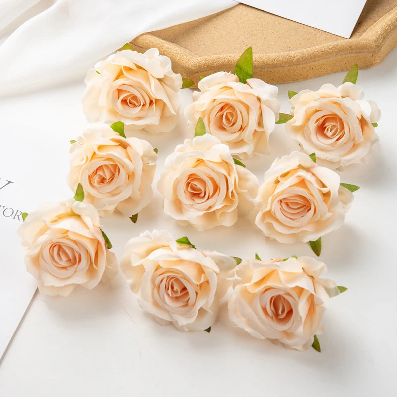 Artificial Silk Rose Heads – Decorative Flowers for Wedding Home Decor