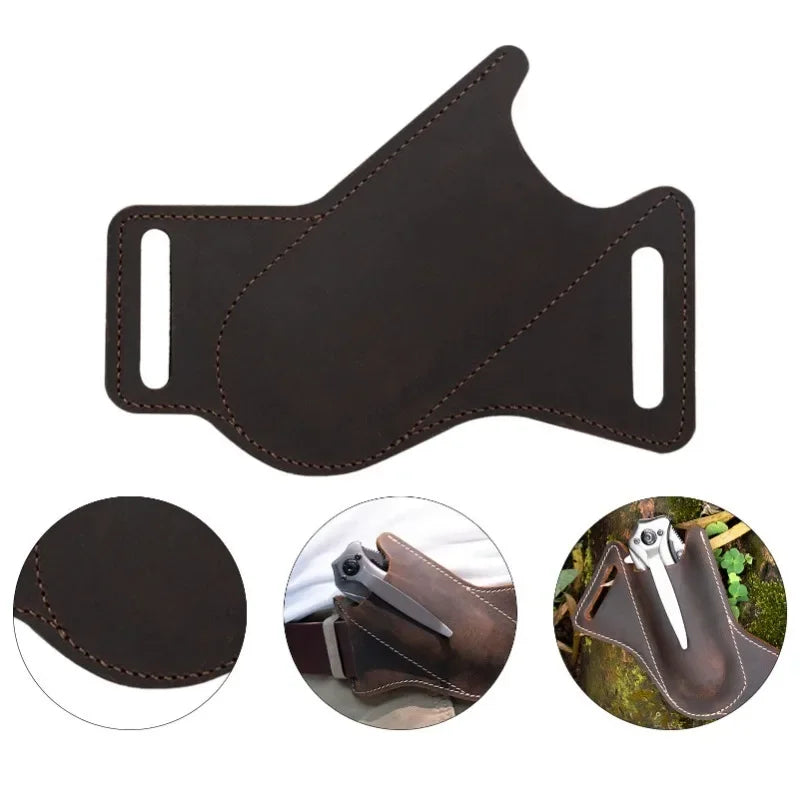 Leather Folding Knife Sheath – Anti-Scratch Belt Holster for Camping Tools